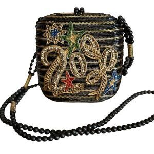 Mary Frances Millennium Beaded Black Evening Bag Crossbody Vintage y2k RARE